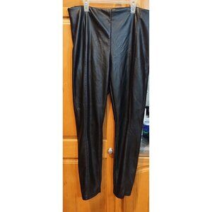 Nicole Miller New York Black Faux Leather Pants L Biker Chic Edgy Sophisticated